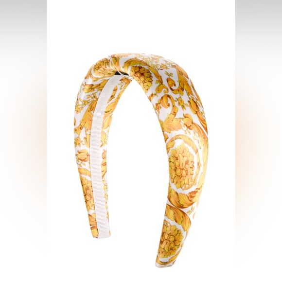 Versace Satin Printed White and Gold Headband - Picture 3 of 10
